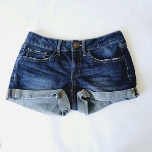 SO Authentic American Heritage Blue Denim Shorts Cuffed Shortie Juniors 3 XS-S